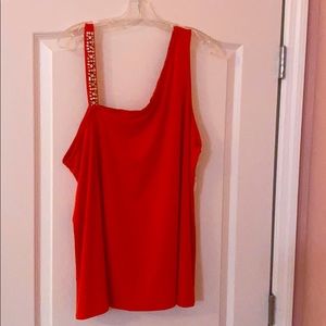Orange Rhinestone Sleeveless Blouse - Brand new!